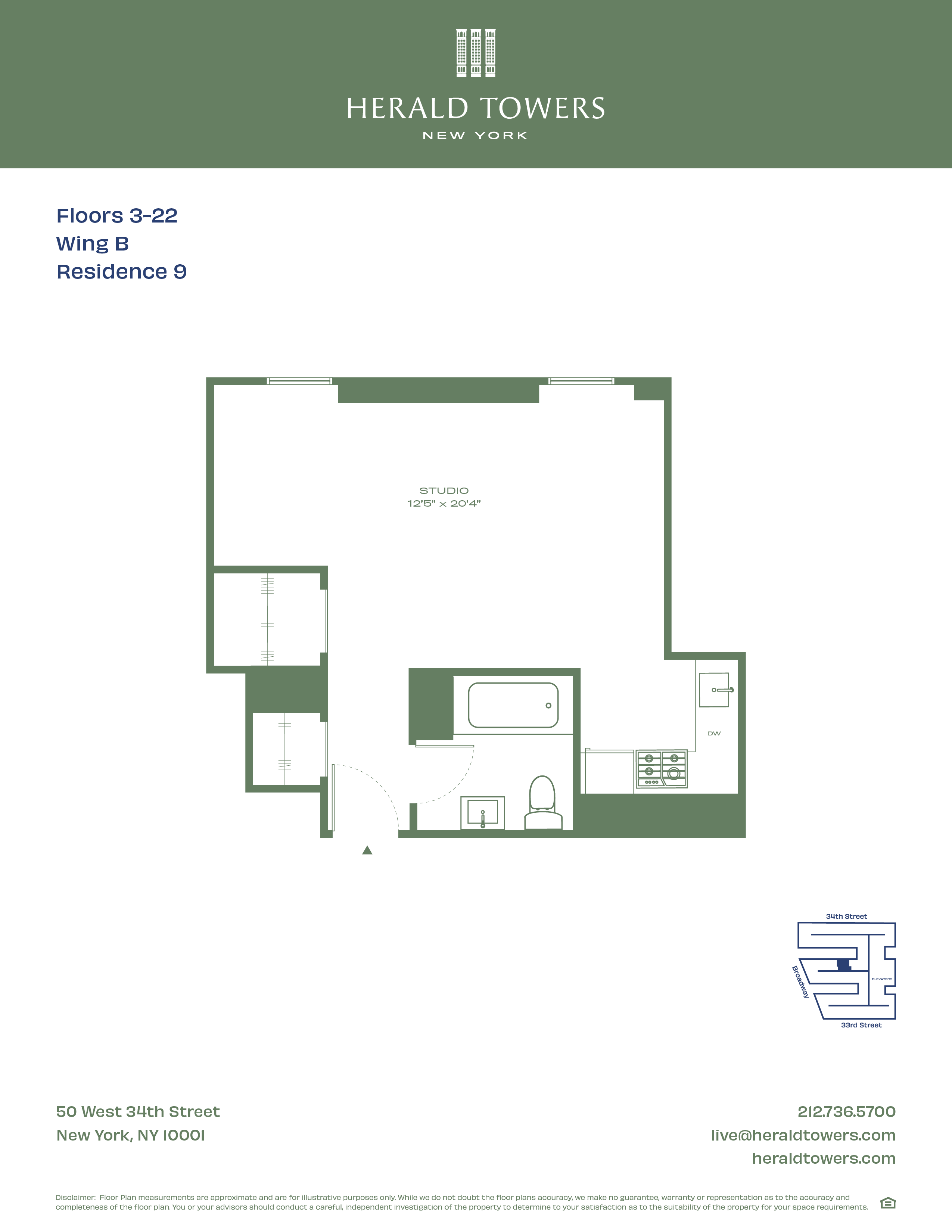 Studio apartment at 50 West 34th Street, Unit 18B09, Midtown West, photo 1 of 1